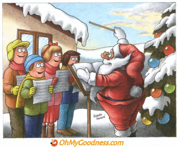 : Santa's choir wishes you Merry Christmas and a Happy New Year