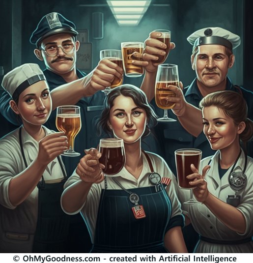 Let's toast to all the workers.