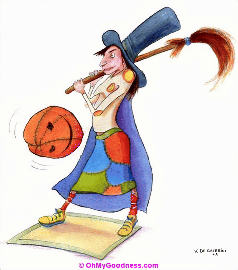 Witch playing Baseball