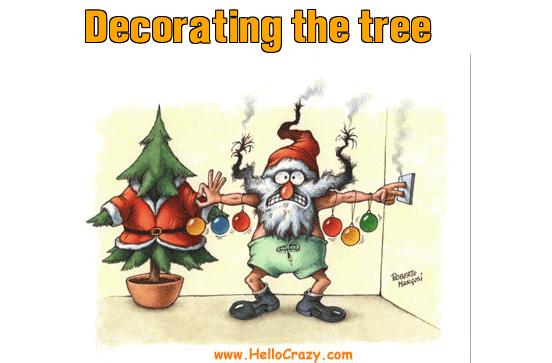 : Santa decorating the tree