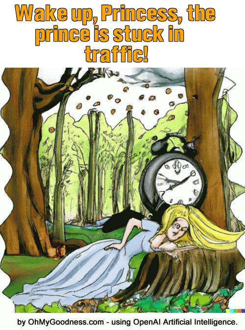 : Wake up, Princess, the prince is stuck in traffic!