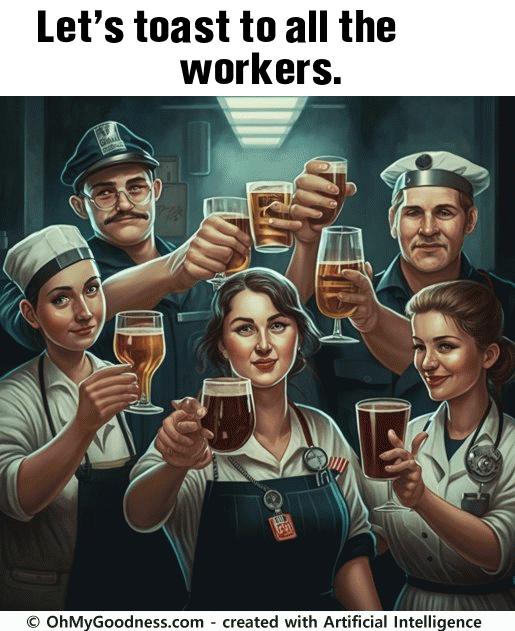 : Let's toast to all the workers.