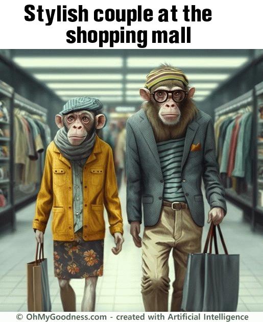 : Stylish couple at the shopping mall
