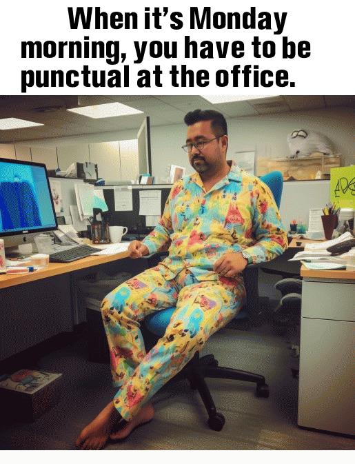 : When it's Monday morning, you have to be punctual at the office.