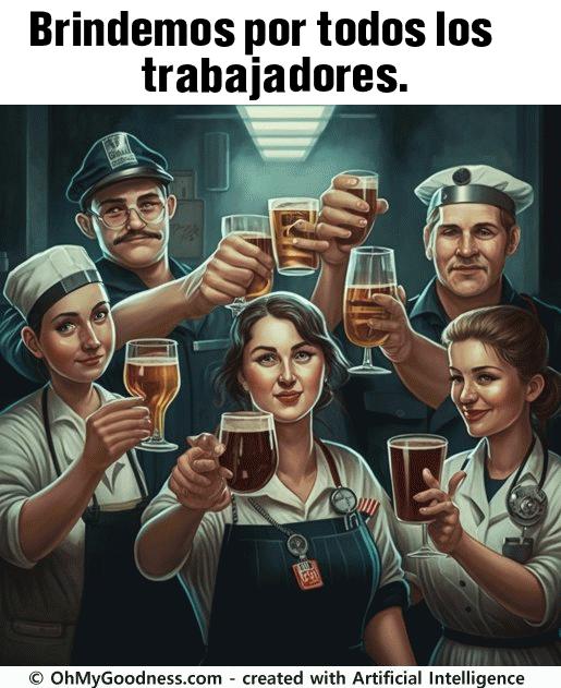 : Brindemos por todos los trabajadores.