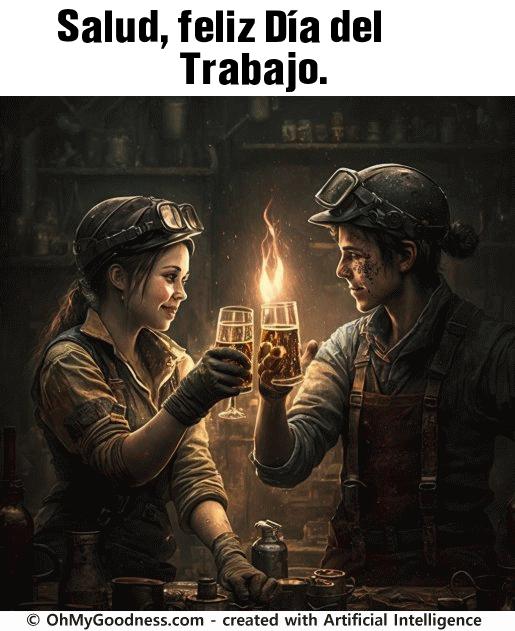 : Salud, feliz Da del Trabajo.