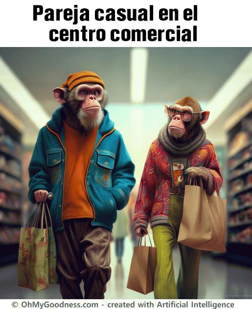 : Pareja casual en el centro comercial