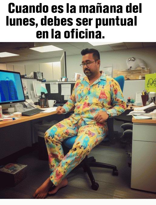 : Cuando es la maana del lunes, debes ser puntual en la oficina.