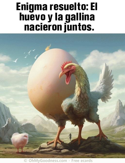 : Enigma resuelto: El huevo y la gallina nacieron juntos.