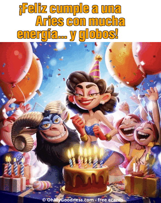: Feliz cumple a una Aries con mucha energa... y globos!