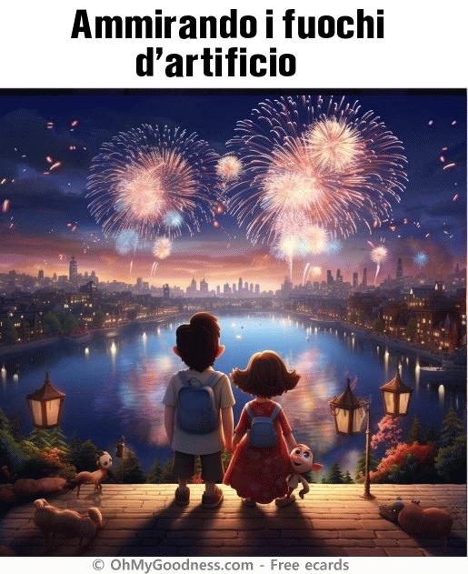 : Ammirando i fuochi d'artificio