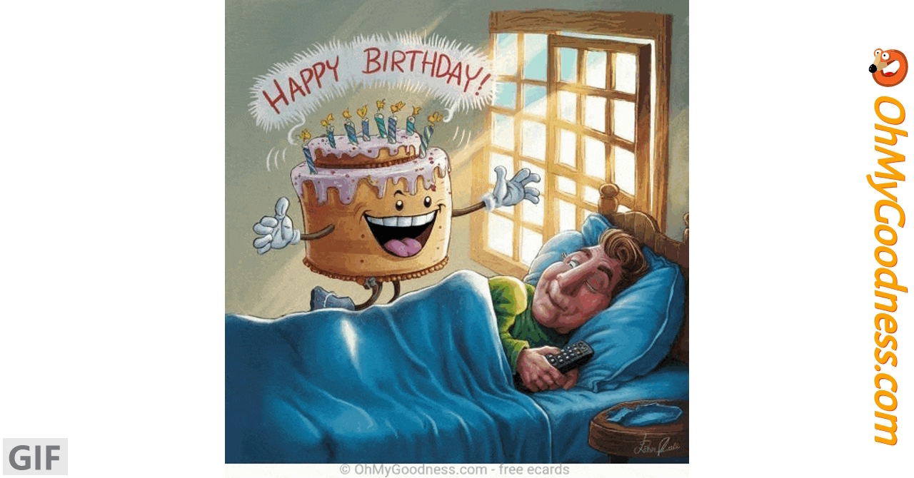 Buongiorno e buon compleanno! cartolina virtuale | Cartoline virtuali  animate divertenti - gratis | OhMyGoodness cartoline virtuali, image size:1280x670