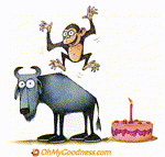 Animated Funny ecard  with music  - Happy Birthday... you smell like a Gnu!