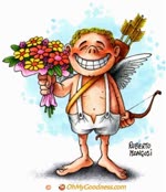 Funny ecard with music  - Cupid with flowers