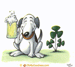 Cartolina animata divertente  - Buon San Patrizio dal cane irlandese